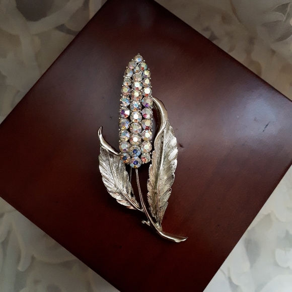 Vintage Coro gold tone wheat stalk pin brooch - Picture 9 of 10